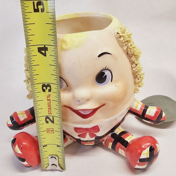 Vintage Spaghetti Trim Humpty Dumpty head vase planter AR5881MCM head vase Retro - Picture 5 of 9